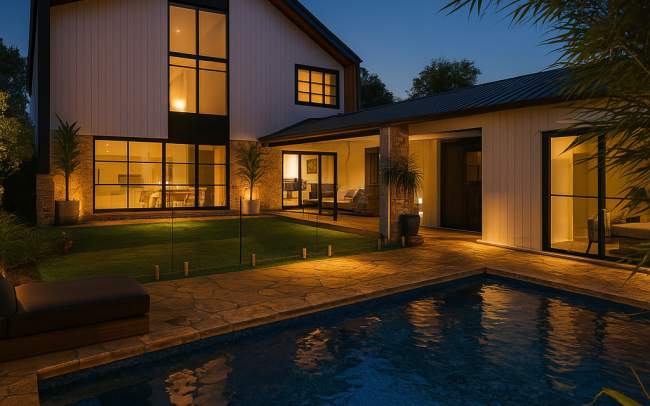 Camp Hill residence, rear terrace and pool